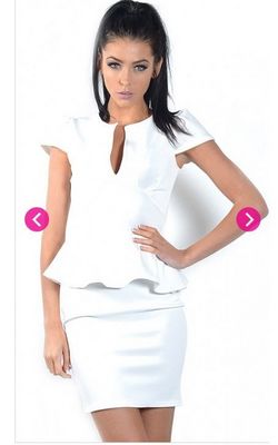 White U Neck Peplum Mini Dress